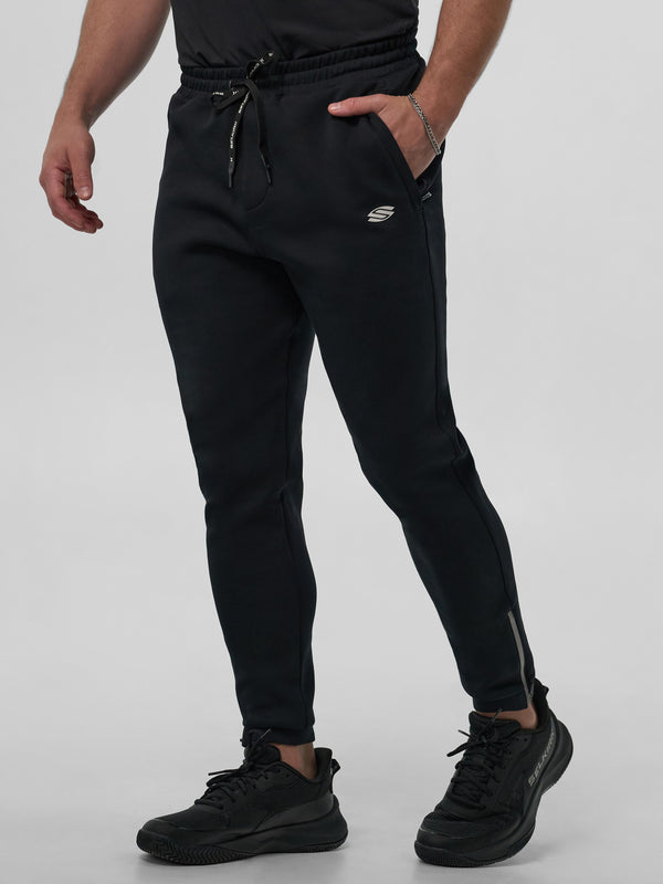 Black Men’s Pro Line Knit Jogger in black color, featuring a drawstring and side pockets