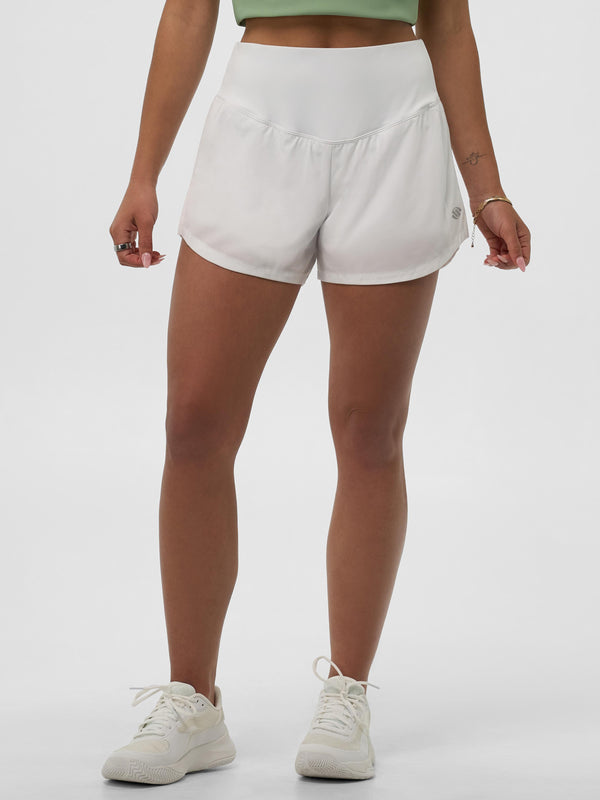 Women's Pro Line Woven Pickleball Shorts in Chalk, featuring an athletic fit and lightweight fabric.