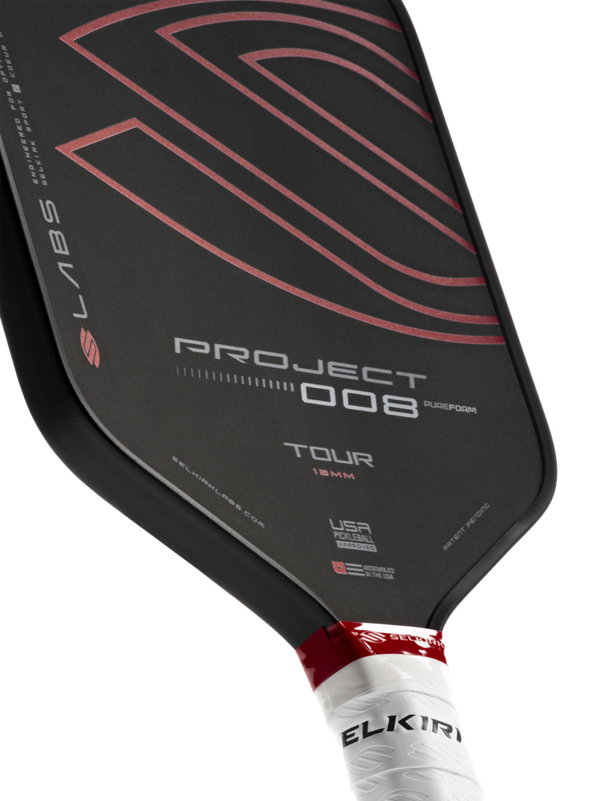 Selkirk LABS Project 008 13mm Tour pickleball paddle with black and red design