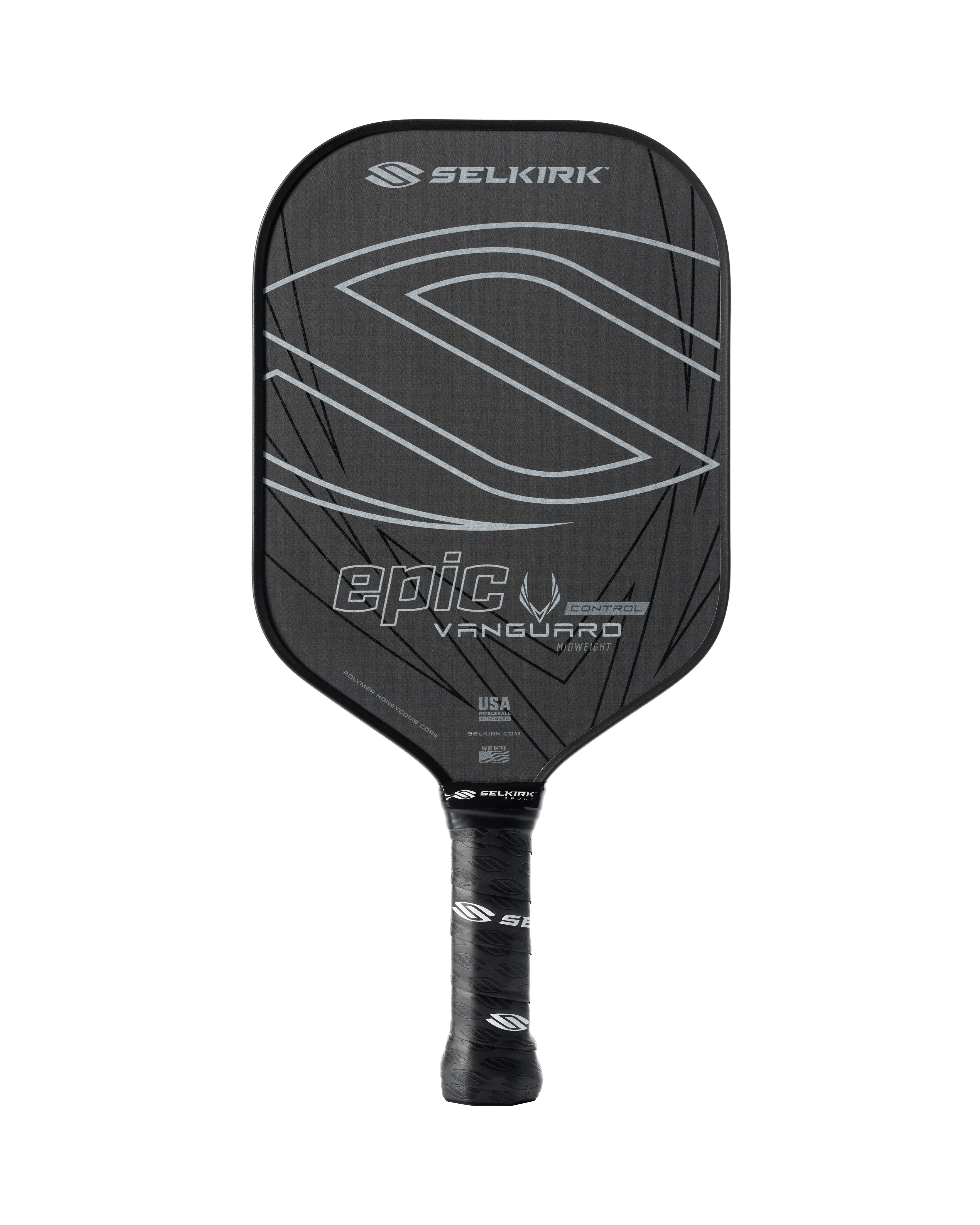 Selkirk Vanguard Control Epic Pickleball Paddle with textured surface and grip.