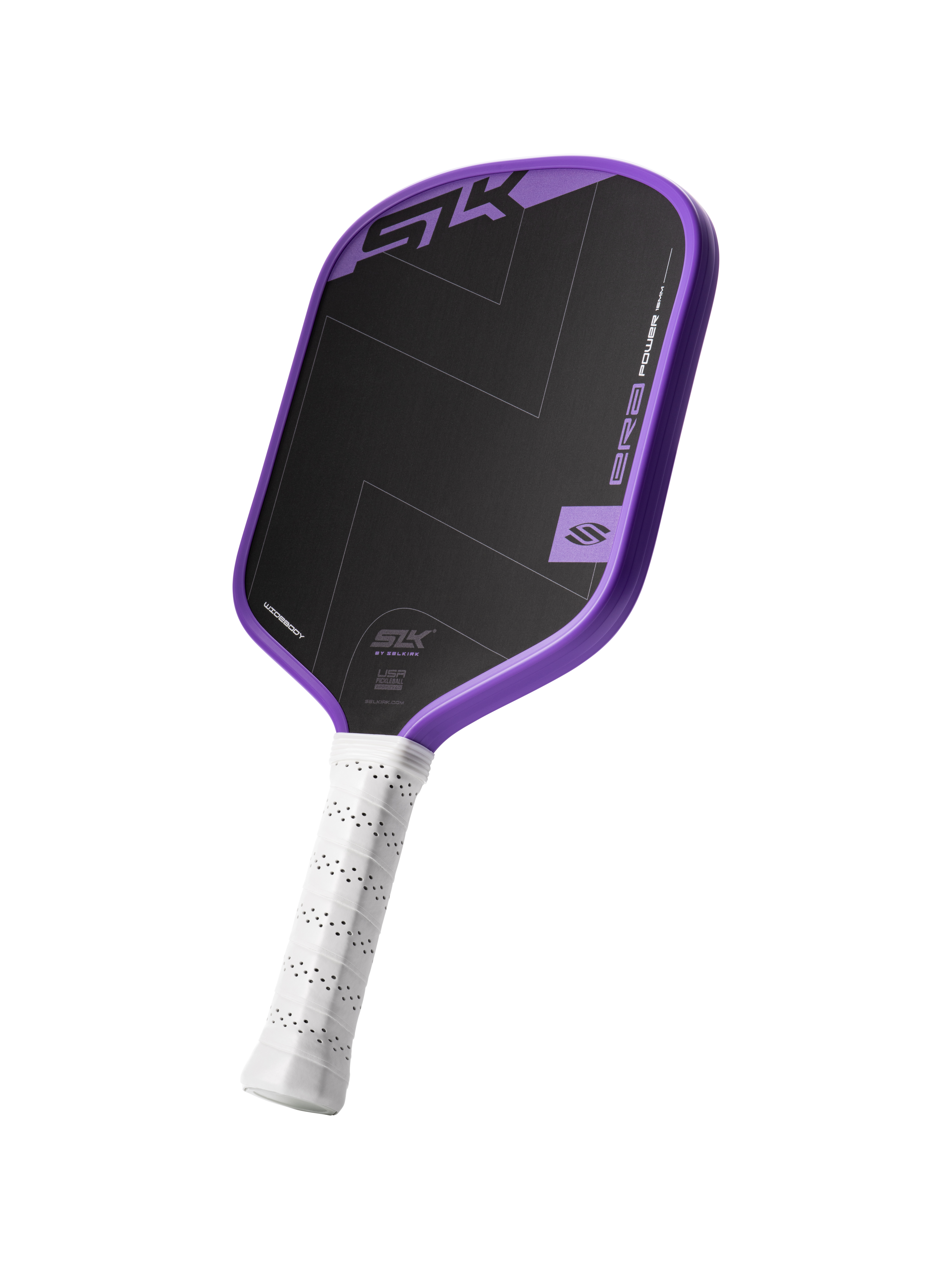 Selkirk SLK ERA Power pickleball paddle in black and violet purple.