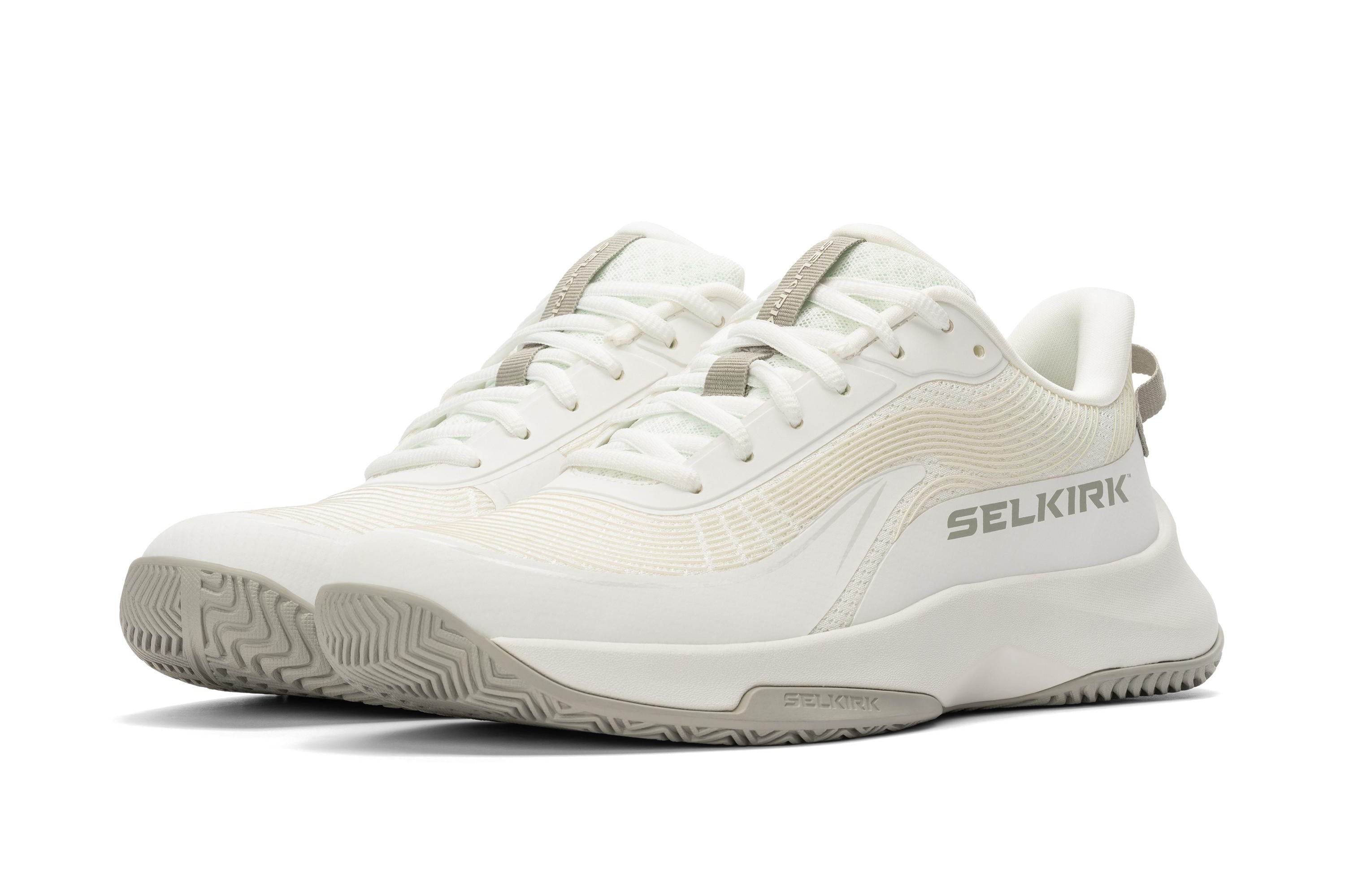 Men's CourtStrike Pro Pickleball Shoes in white with SELKIRK branding