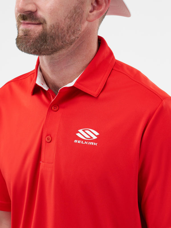 Selkirk Sport Essentials sports-wik men’s short-sleeved pickleball polo shirt.