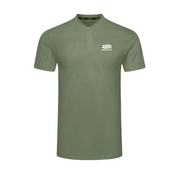 Olive green Selkirk TruWear Men's Vortex Lifestyle Collared Polo with a sleek blade-shaped collar