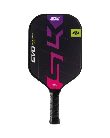 SLK EVO Power Paddle featuring a black and pink design with a textured grip.