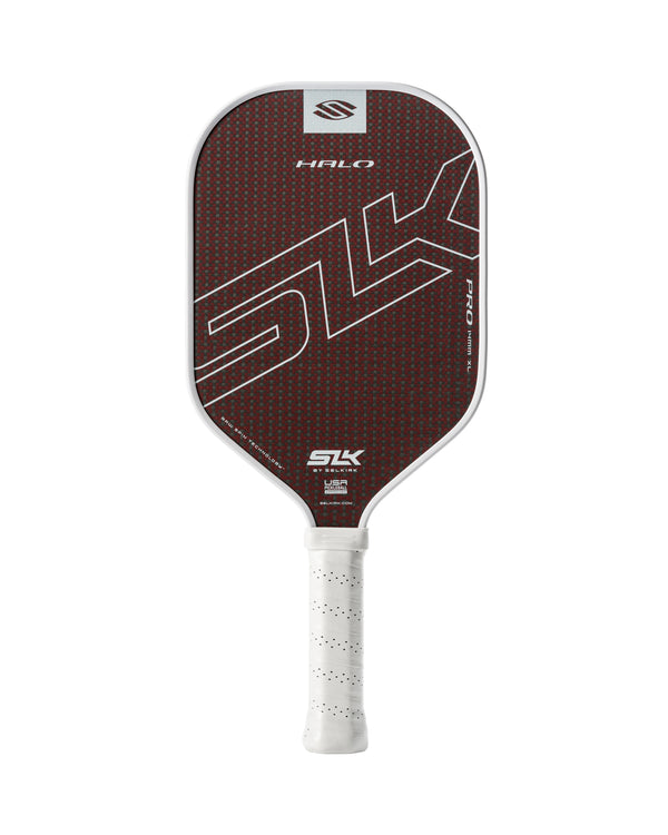 Red SLK HALO Pro - XL Pickleball Paddle with a textured surface and white handle