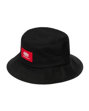 Black bucket hat with red patch reading SELKIRK TM and white stylized S logo