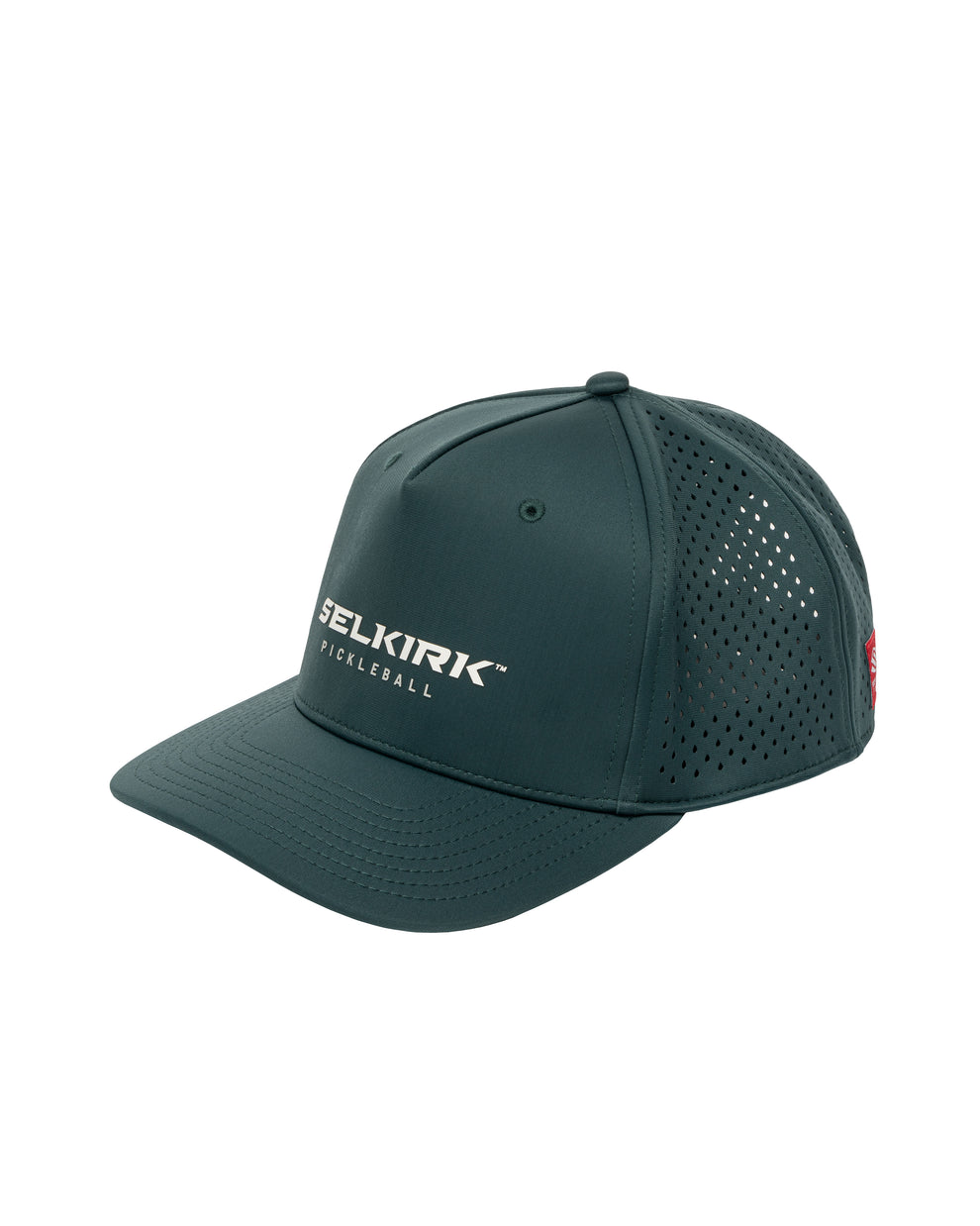 Dark teal perforated baseball cap with white SELKIRK PICKLEBALL logo on the front brim panel.