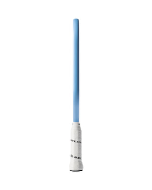 Light-blue training bat with white grip labeled SELK
