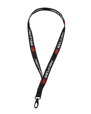 Black SELKIRK lanyard with repeating SELKIRK logo and metal swivel clip