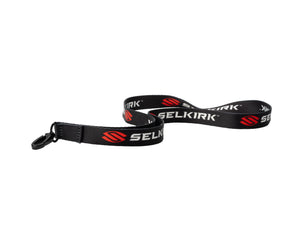 Black lanyard with white 'SELKIRK' text and red S logo, plastic swivel clip