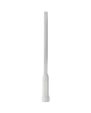 White handheld baton with wrapped grip and long smooth shaft.
