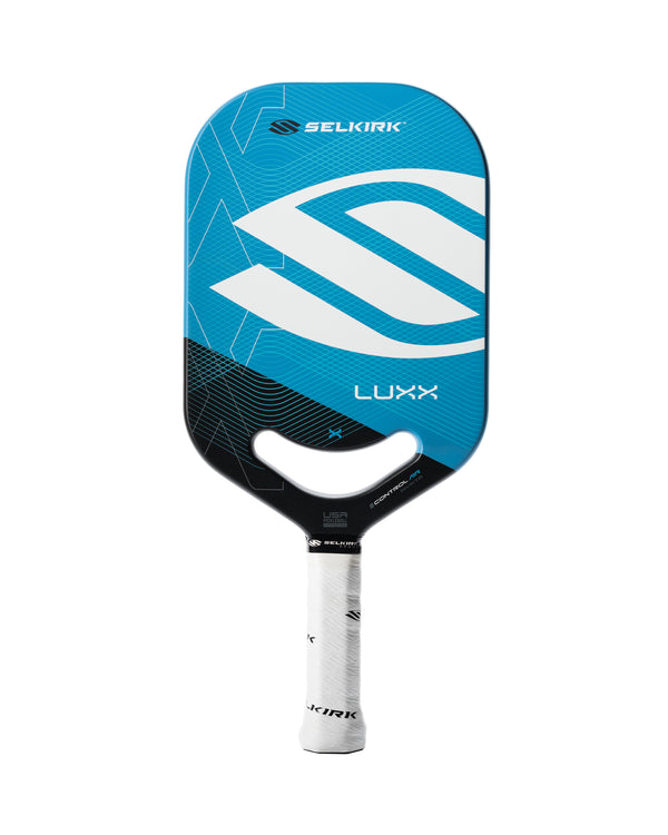 Selkirk Luxx Control Air Invikta Pickleball Paddle in gold with white handle.