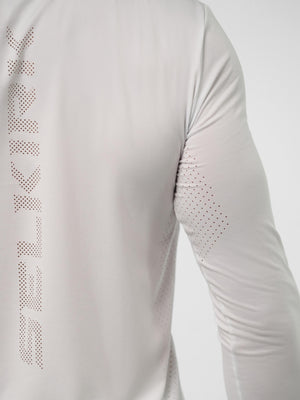 Men's Pro Line Athletic Long Sleeve Shirt in Chalk color, featuring 'SELKIRK' text on the sleeve.