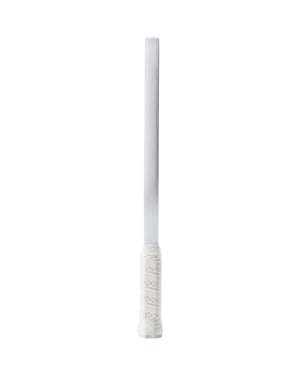 Long white shaft with perforated white wrapped grip at the bottom