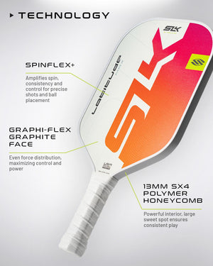 SLK Latitude Max Pickleball Paddle with SpinFlex+, Graphi-Flex Graphite Face, and 13mm SX4 Polymer Honeycomb