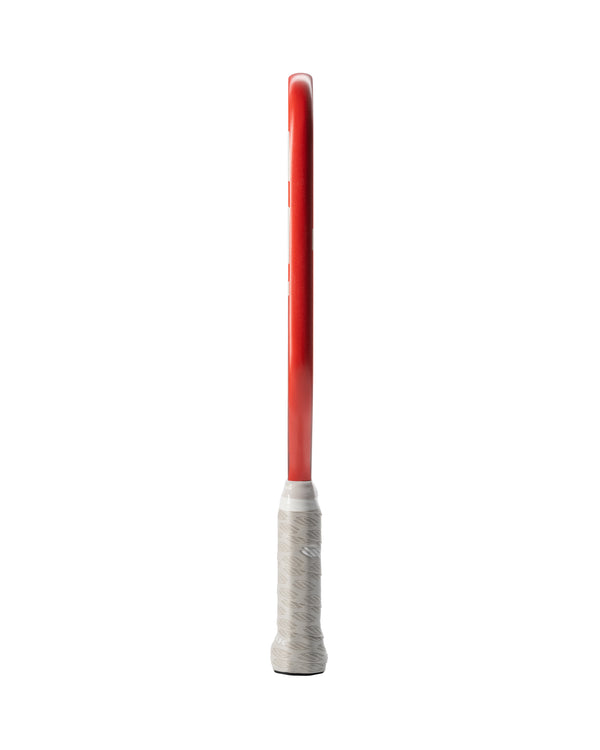 Side view of the AMPED Pro Air pickleball paddle in red with a gray handle.