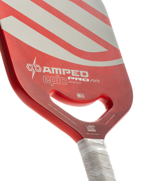 Selkirk AMPED Pro Air pickleball paddle in red with Epic shape and no customizations.