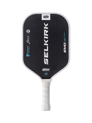Selkirk paddle with SELKIRK lettering, EVO CONTROL branding, SLK mark, and PICK IT UP, Parkinson's Foundation text