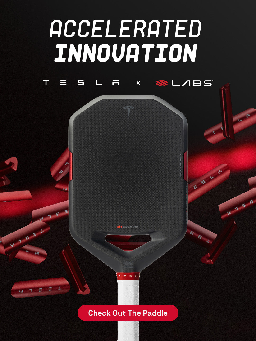 A carbon fiber pickleball paddle