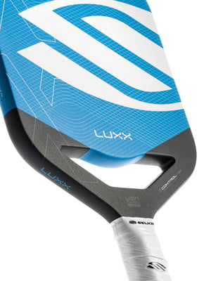 Selkirk LUXX Control Air Pickleball Paddle with InfiniGrit in the Epic paddle shape. In blue, red, and purple.