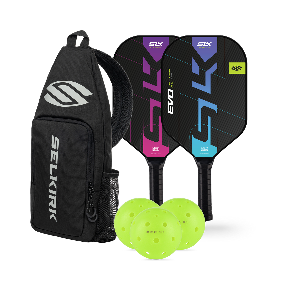 Selkirk beginner pickleball paddle power bundle - oasis/magenta.