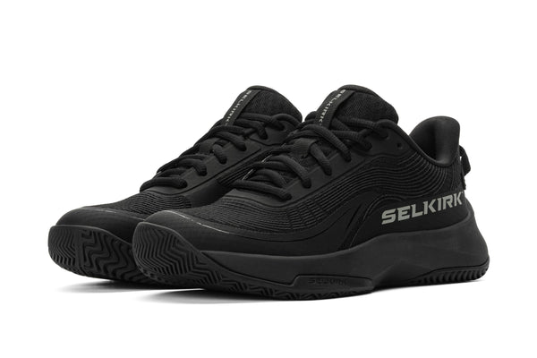 Women's CourtStrike Pro Pickleball Shoes in Blackout color, size 6, showcasing design and features.
