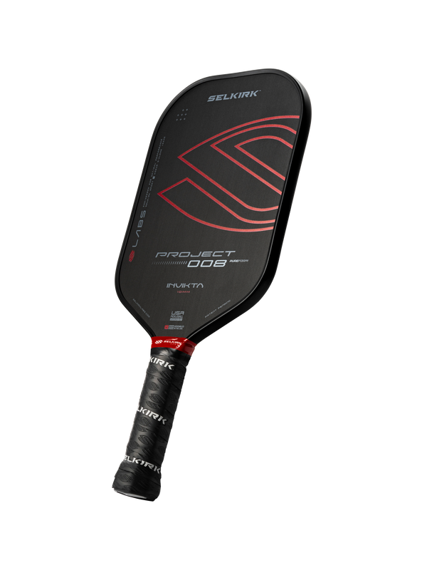 Selkirk LABS Project 008 pickleball paddle in black and red.