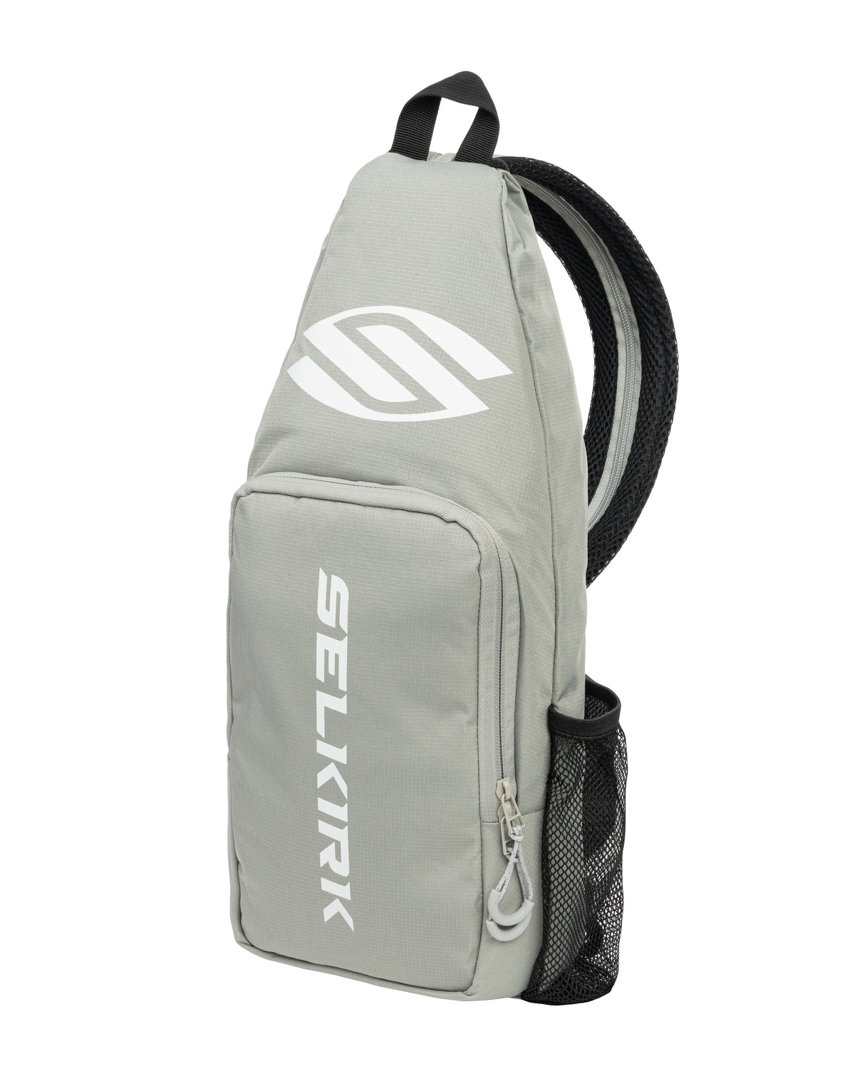 Gray Core Line Pickleball Sling Bag with front pocket and mesh side pocket