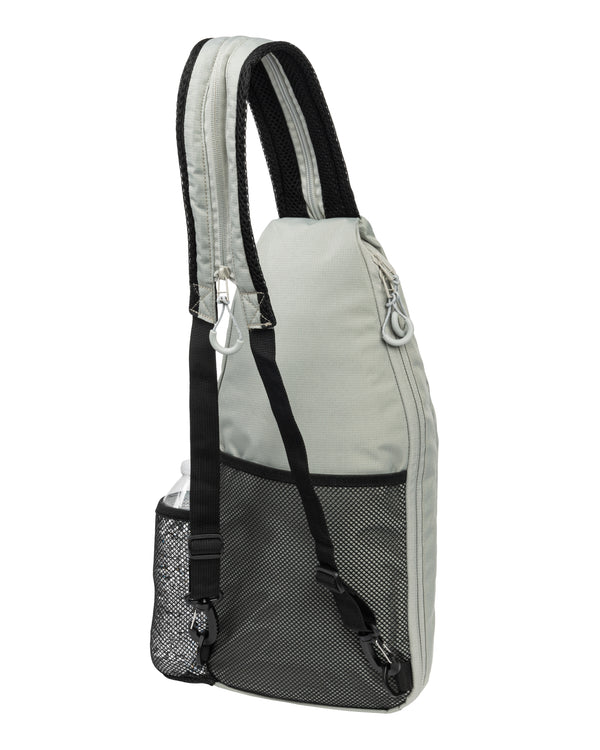 Selkirk pickleball sling bag in black, green, purple/pink, gold, red, and gray.