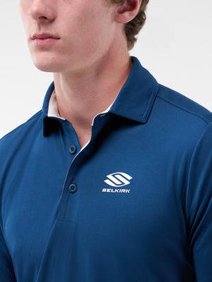 Selkirk Sport Essentials sports-wik men’s short-sleeved pickleball polo shirt.