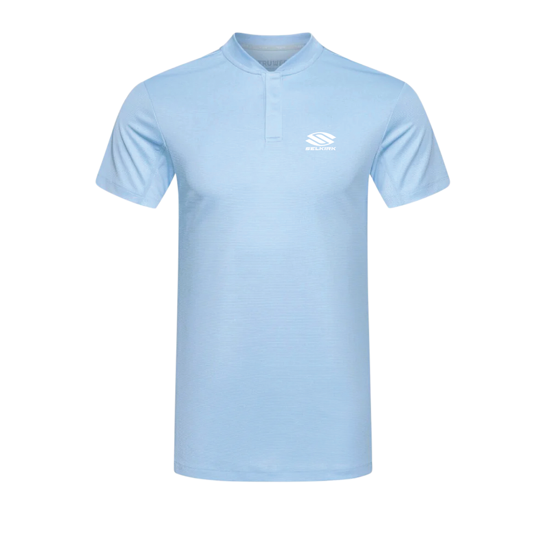 Light blue Selkirk TruWear Men's Pinnacle Lifestyle Blade Polo 2.0 with logo