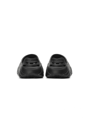 Rear view of Selkirk Renew recovery shoe pair, molded slip-on EVA with ventilation holes and heel logo on white background