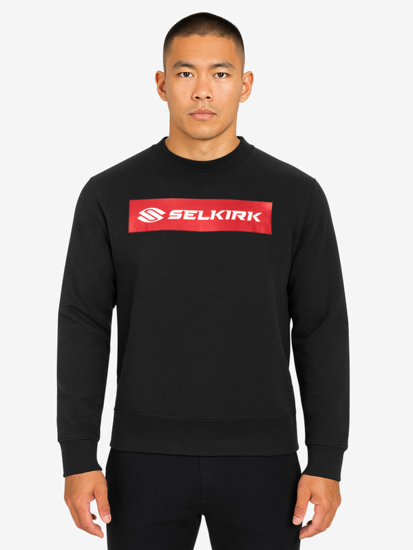 Selkirk Sport Sideline Soft Cotton Crew Neck Sweatshirt in black with red logo