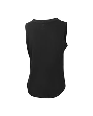 Black women's sleeveless workout tank top, back view
