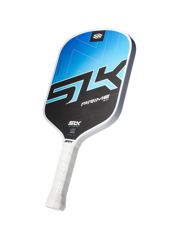 Blue and black SLK PRIME pickleball paddle with white perforated grip